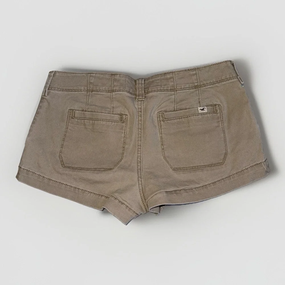 Hollister Chino Low Rise Shorts Khaki Size 3 W26 Y2K Micro Booty Short 1.75